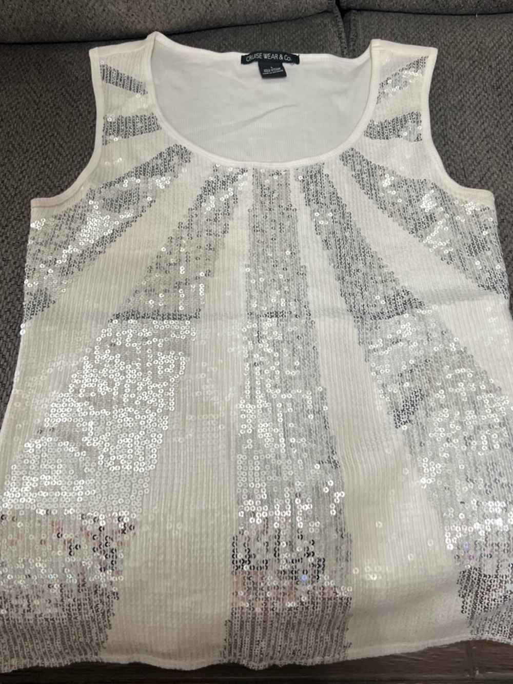 Women's White Sequin Tank Top